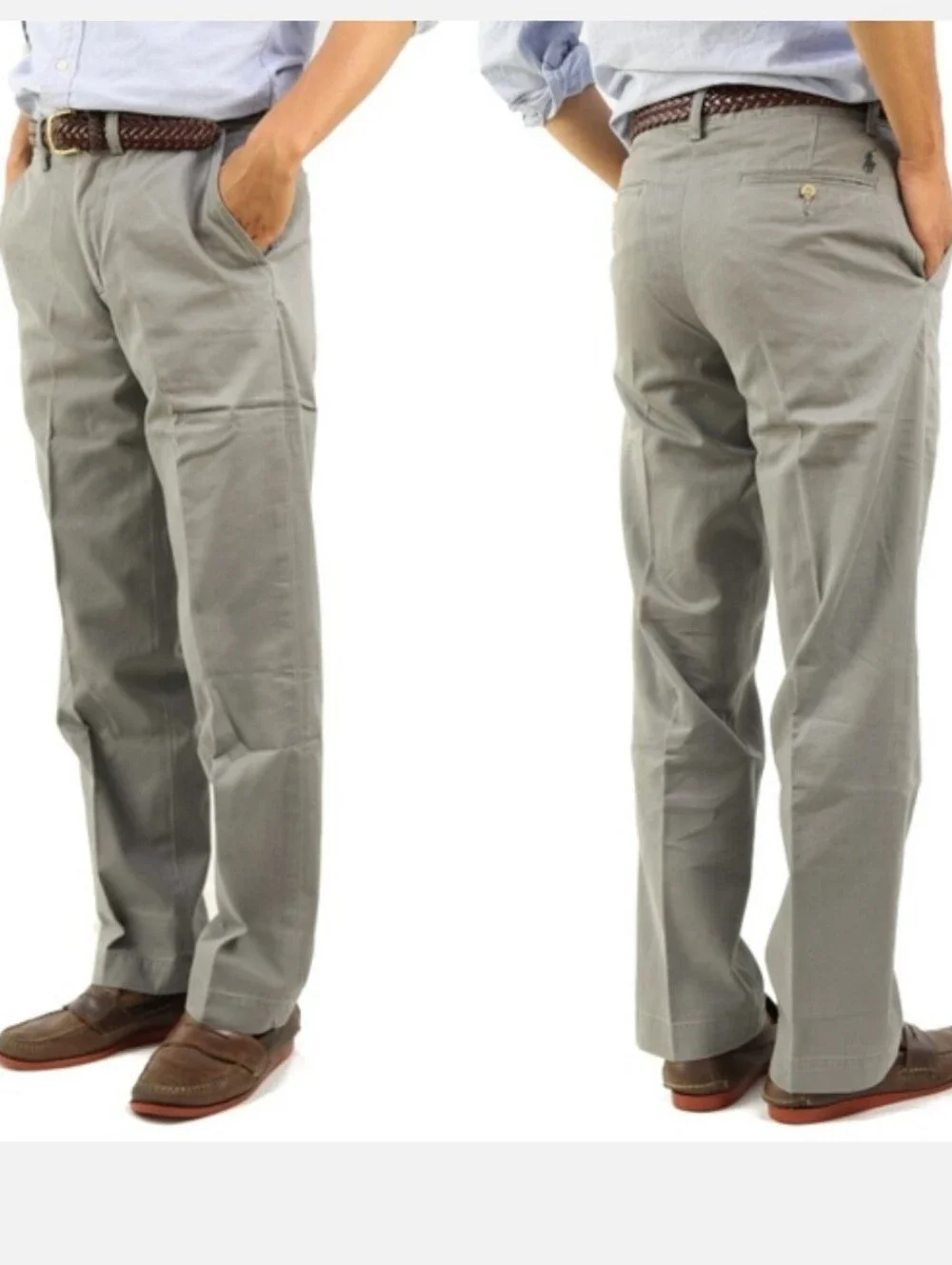 Vintage Polo Ralph Lauren Preston 100% Cotton Chino Trousers Gray Mens 30X30